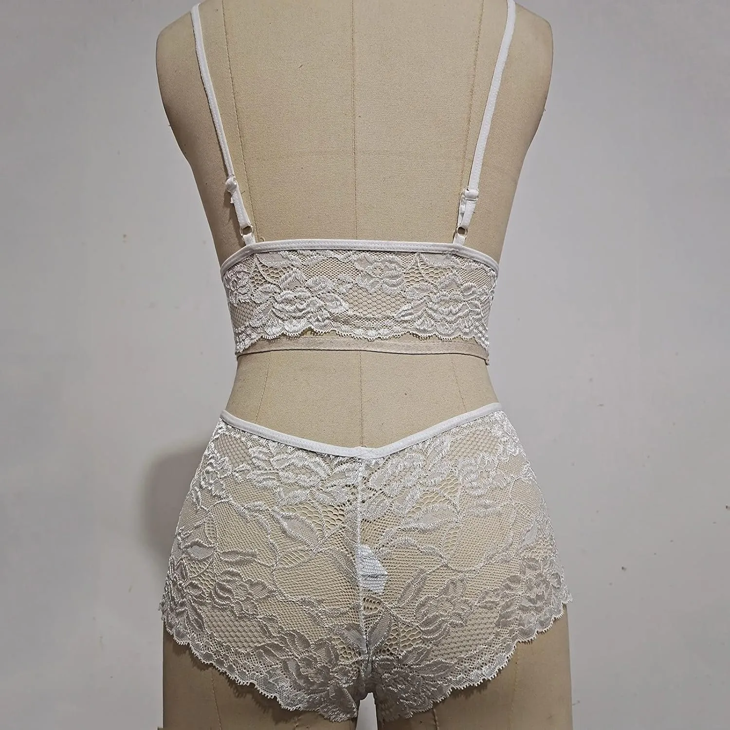 Womens Plus Size Two Piece Underwears Floral Print Lingerie Lace Bralettes Wireless Bras Thong Underwear Set