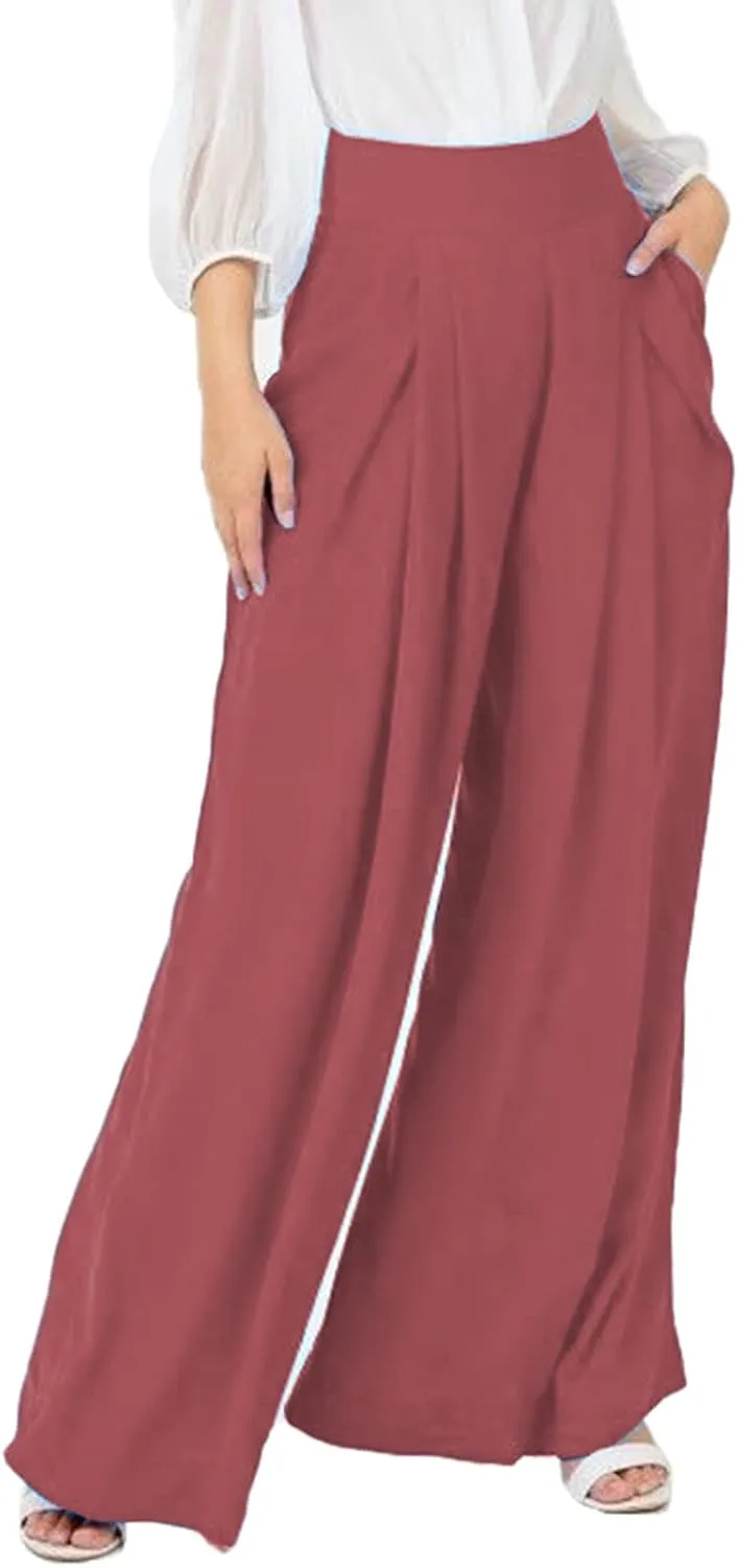 Women's Stretchy Wide Leg Palazzo Lounge Pants Casual Comfy High Waist Pajama Pants