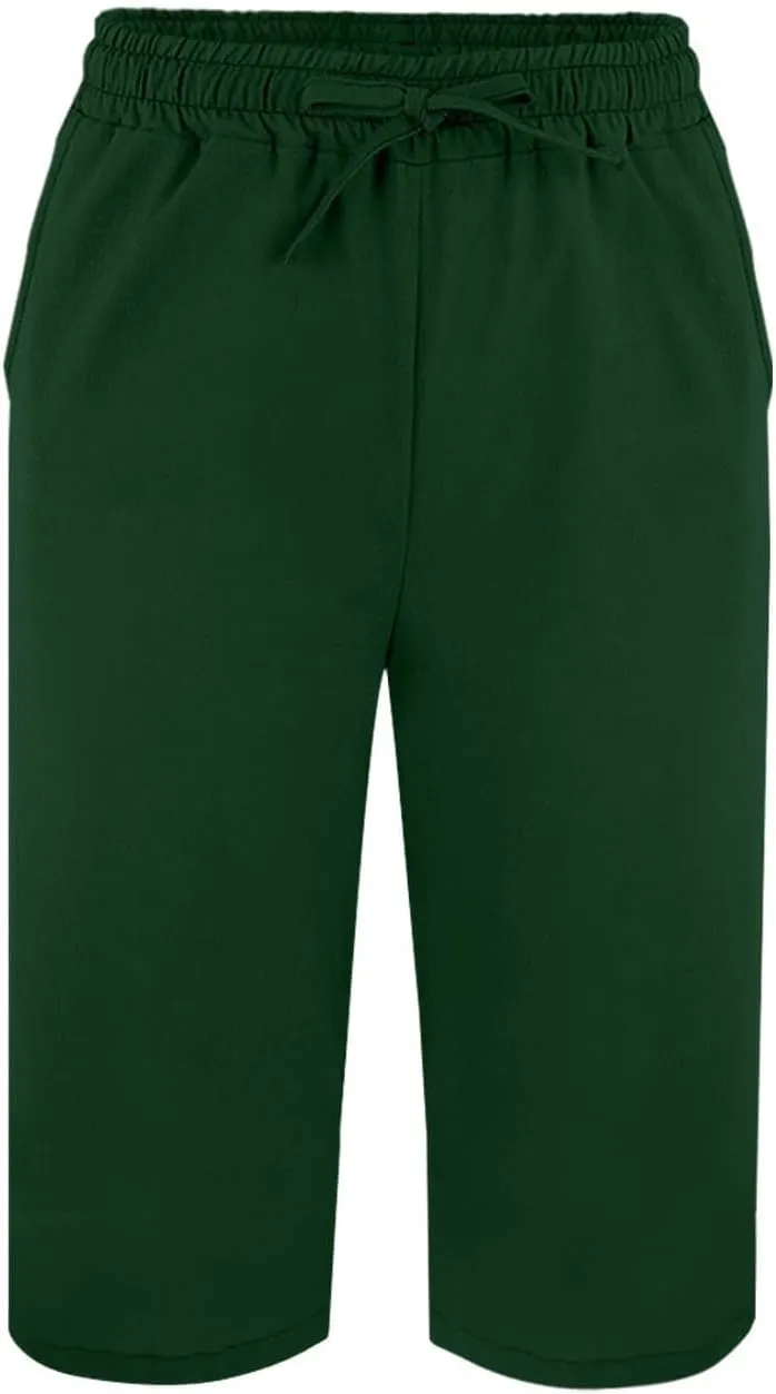 Womens Summer Bermuda Linen Shorts Knee Length Lightweight Loose Summer Casual Shorts with Pockets