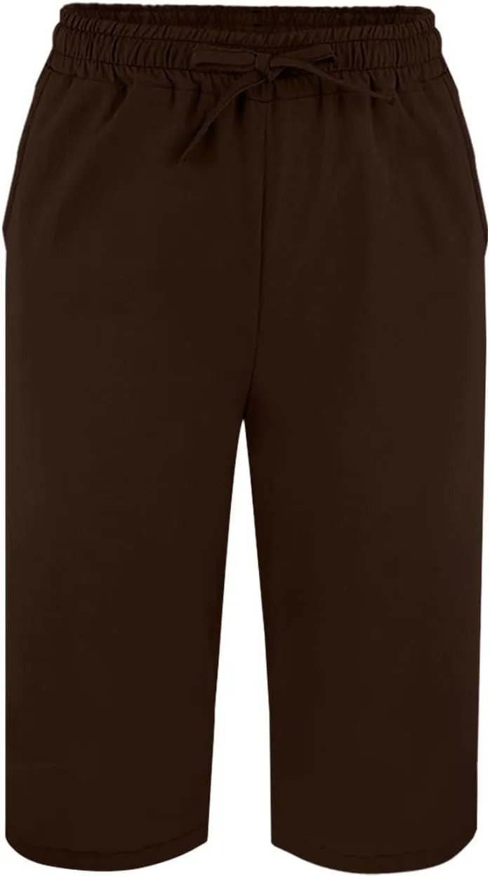 Womens Summer Bermuda Linen Shorts Knee Length Lightweight Loose Summer Casual Shorts with Pockets