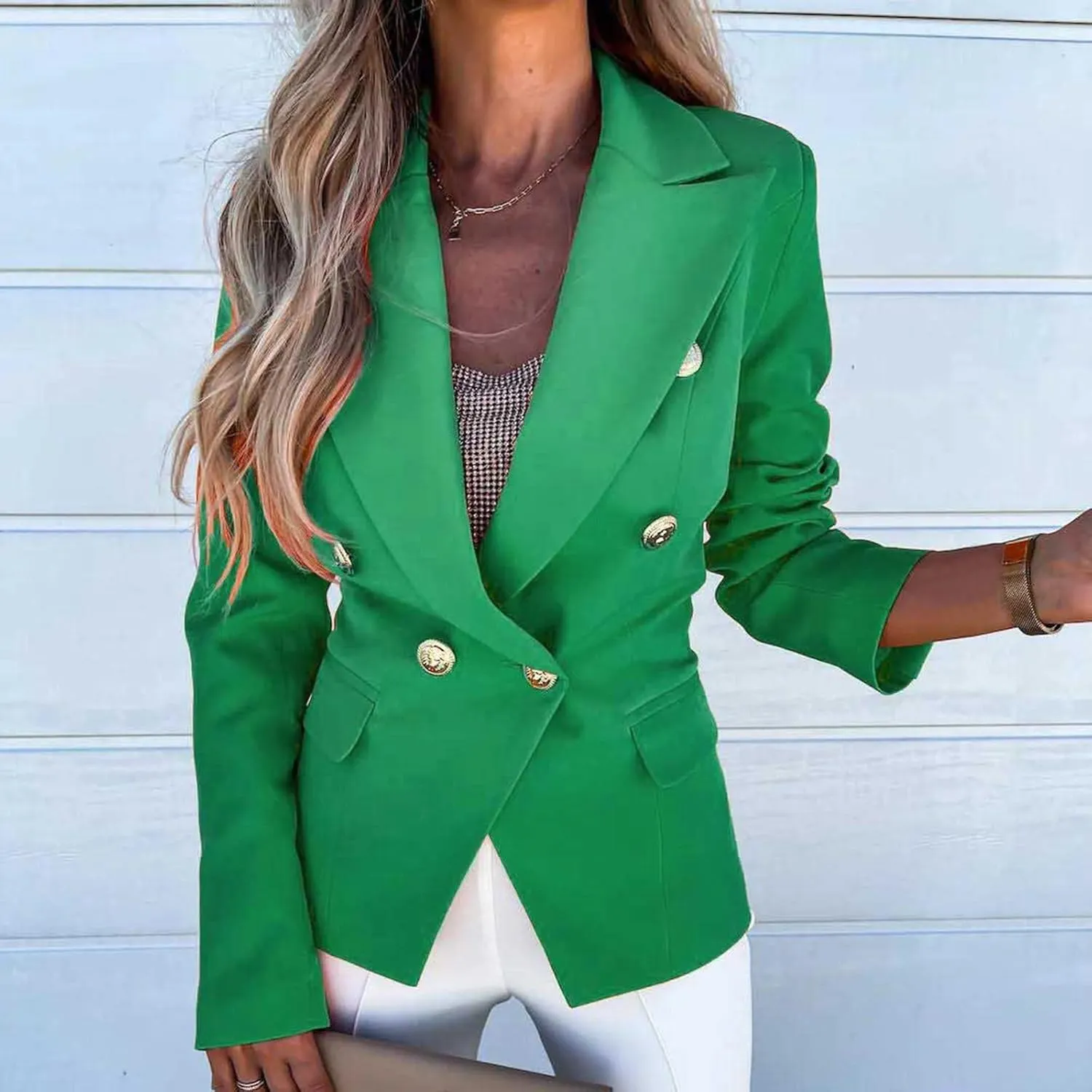 Women's Summer Blazer Button Long Sleeve Pocket Lapel Elegant Trendy Elegant Comfort Fit Fashion Lightweight