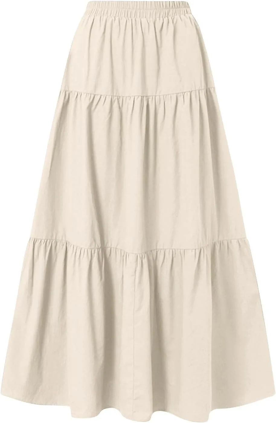 Womens Summer Flowy Swing Midi Skirts Boho High Elastic Waist Fake Drawstring Floral Print A line Casual Cute Skirt