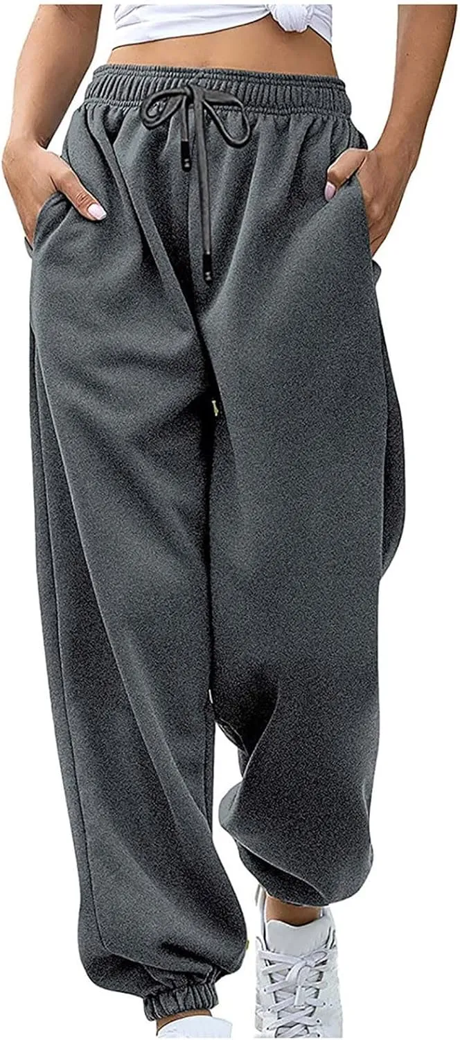Womens Sweatpants 2024,High Waisted Baggy Sweatpants Joggers Sport Active Workout Jogger Pants with Pockets Trousers