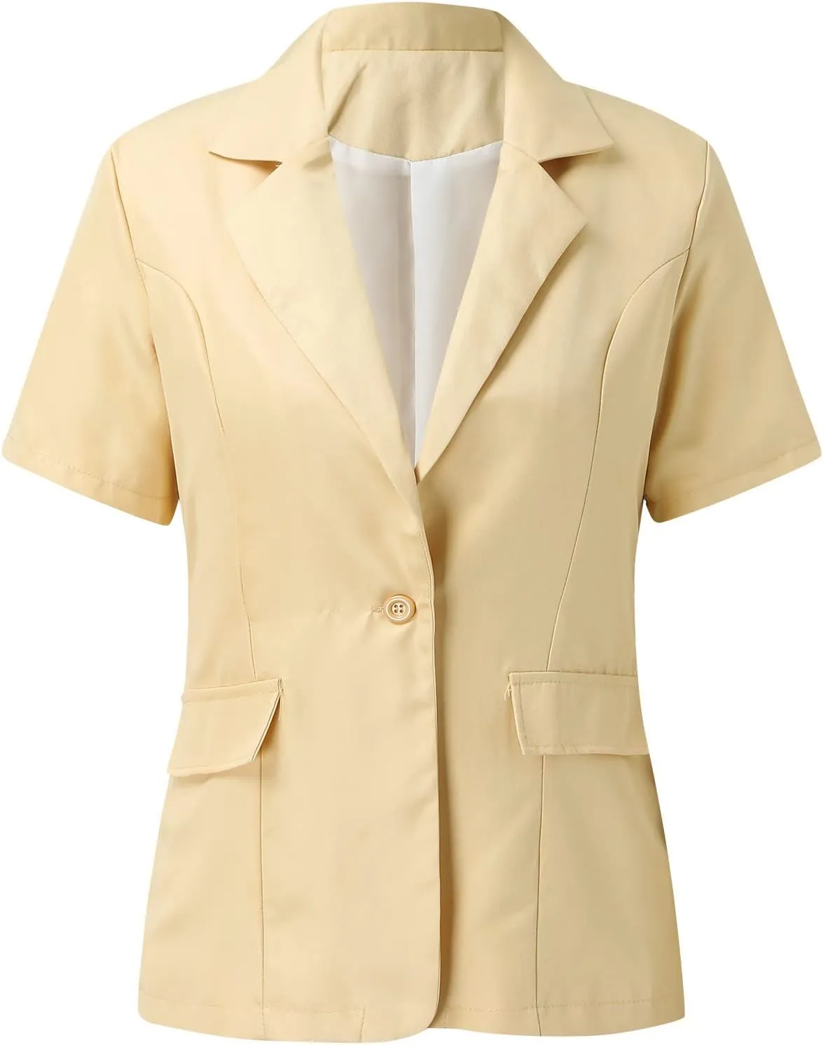 Womens Temperament Button Vest Cardigan Sleeveless Open Front Blazer Casual Lightweight Pocket Jacket Daily Work Suits