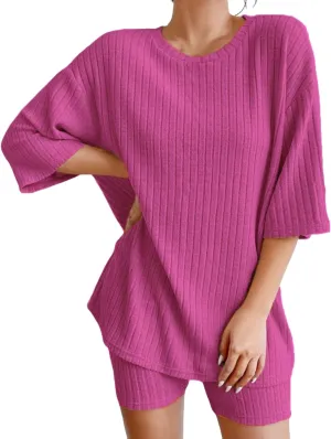 Women's Two Piece Summer Outfits Sweater Set 2025 Travel Resort Wear Sleeveless Casual Knit Lounge Sets