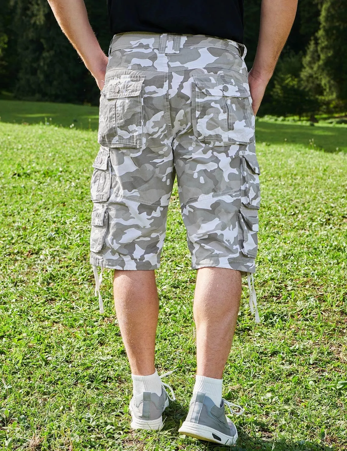 YGREYG Mens Cargo Shorts Long Capri Below The Knee Shorts 3/4 Relaxed Fit Long Shorts with Pockets