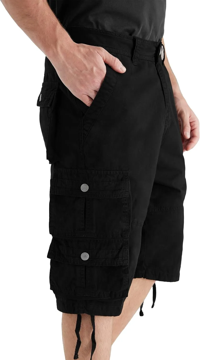 YGREYG Mens Cargo Shorts Long Capri Below The Knee Shorts 3/4 Relaxed Fit Long Shorts with Pockets