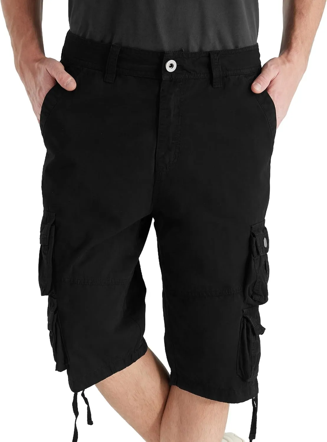 YGREYG Mens Cargo Shorts Long Capri Below The Knee Shorts 3/4 Relaxed Fit Long Shorts with Pockets