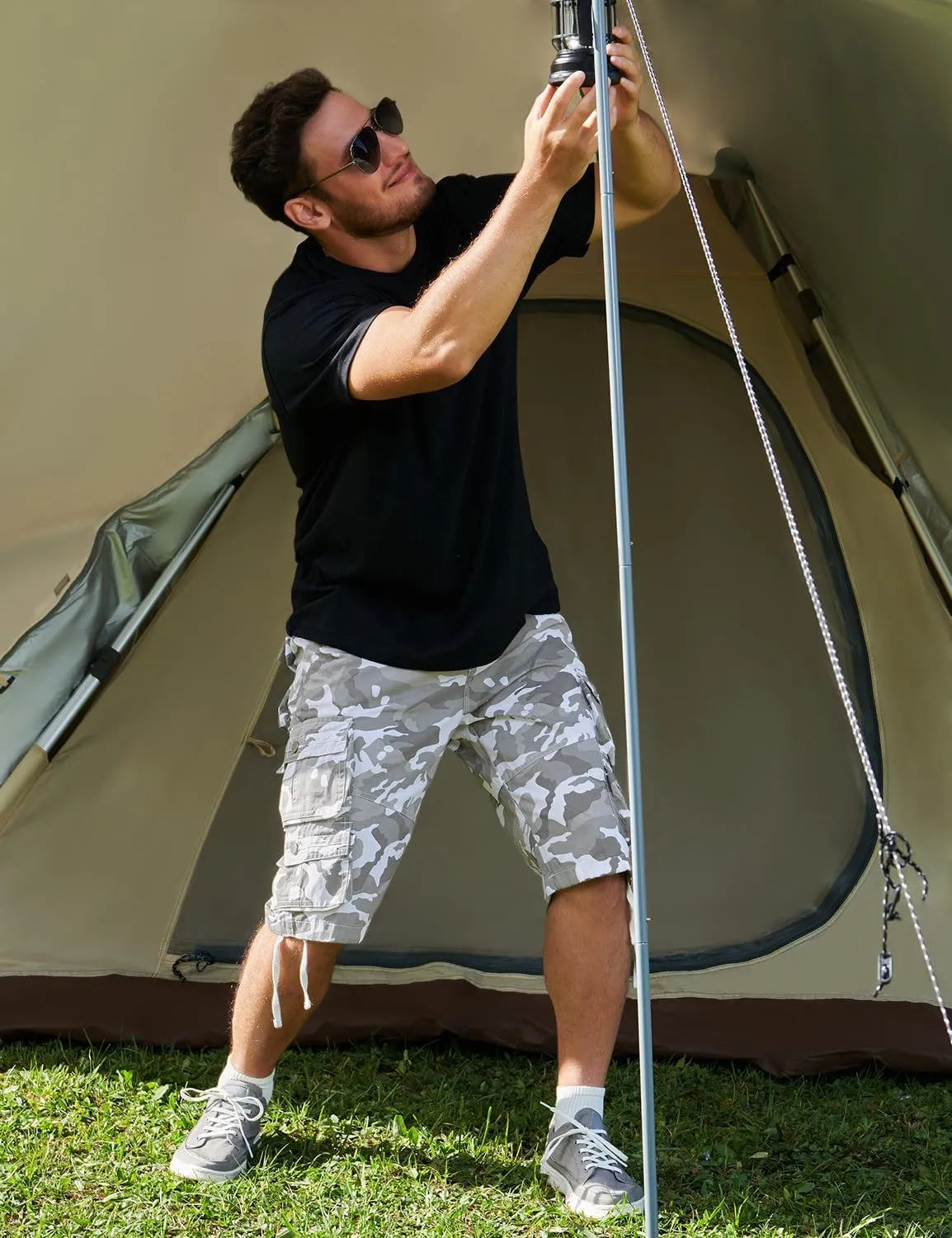 YGREYG Mens Cargo Shorts Long Capri Below The Knee Shorts 3/4 Relaxed Fit Long Shorts with Pockets
