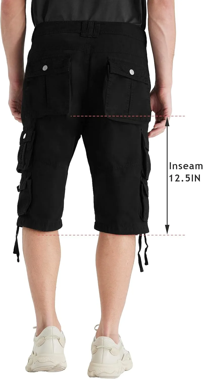 YGREYG Mens Cargo Shorts Long Capri Below The Knee Shorts 3/4 Relaxed Fit Long Shorts with Pockets