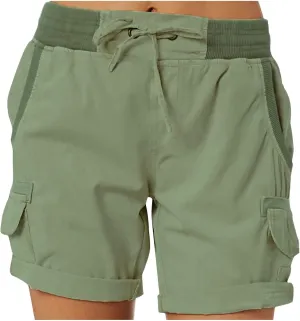 ZDRZK Womens High Waisted Cargo Shorts Casual Relaxed Fit Comfy Hiking Shorts with Pockets Drawstring Bermuda Shorts