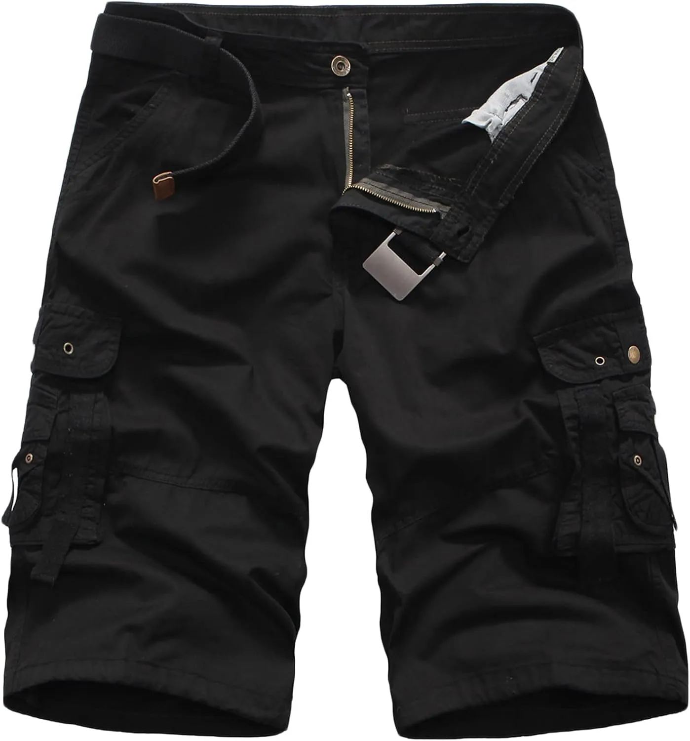 Zeiyignr Mens Multi-Pocket Cargo Shorts Big and Tall Casual Cotton Shorts Relaxed Fit Twill Outdoor Hiking Tactical Shorts