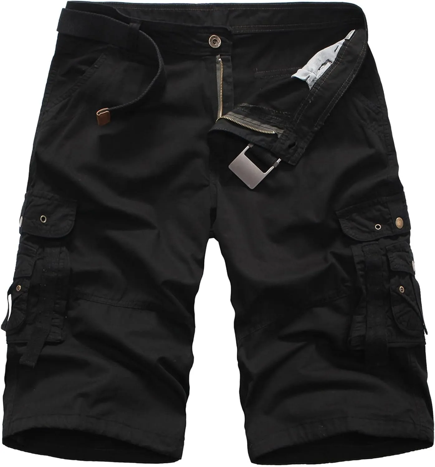 Zeiyignr Mens Multi-Pocket Cargo Shorts Big and Tall Casual Cotton Shorts Relaxed Fit Twill Outdoor Hiking Tactical Shorts