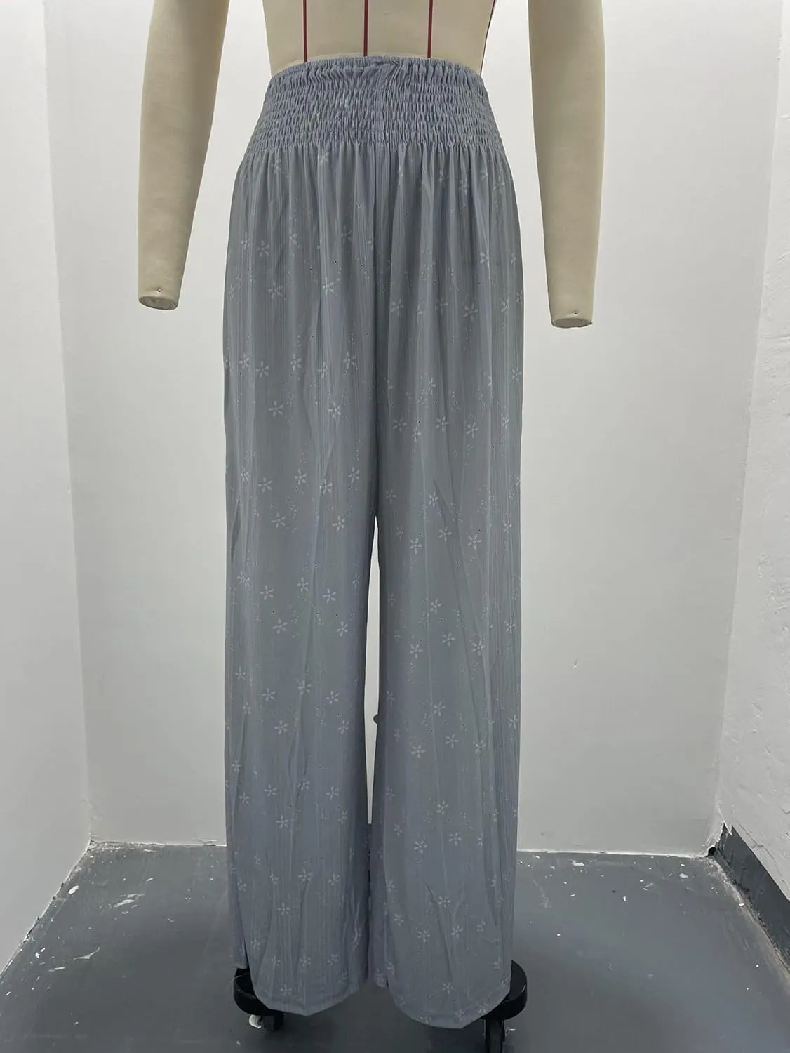 ZOCANIA Womens Pleated High Elastic Waist Linen Pants Drawstring Solid Wide Leg Baggy Pants Comfy Jogger Pants with Pockets