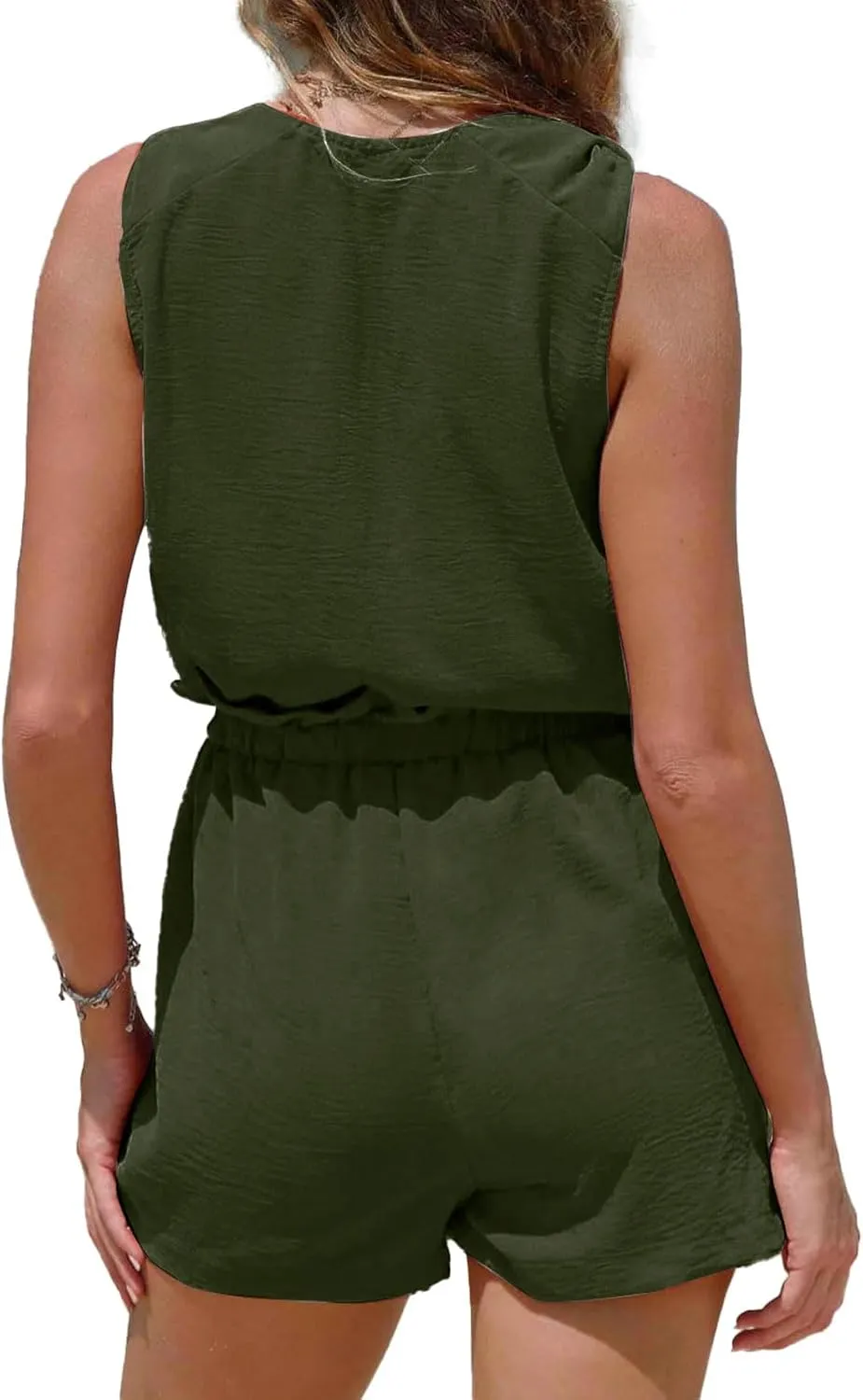 ZWRXW Womens Summer 2 Piece Sets V Neck Knotted Tank Tops Shorts Sleeveless Matching Sets Vacation Beach Outfits Resort Wear